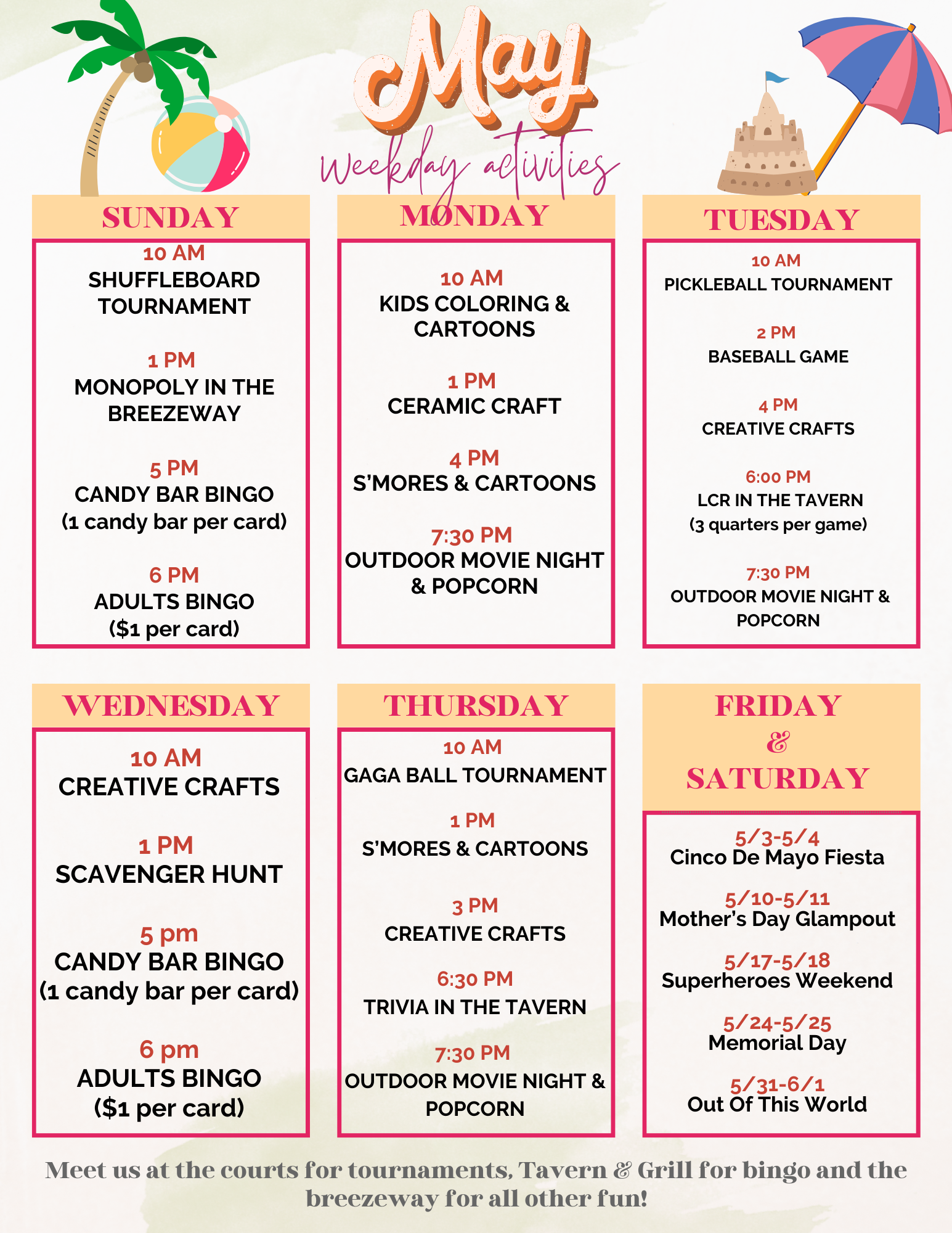 May Weekday Activities