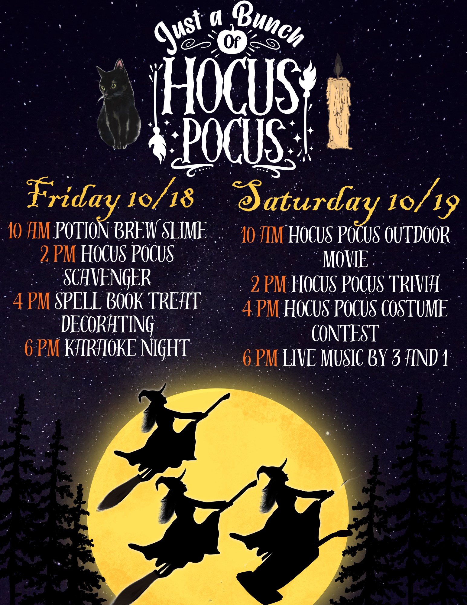 Hocus Pocus schedule