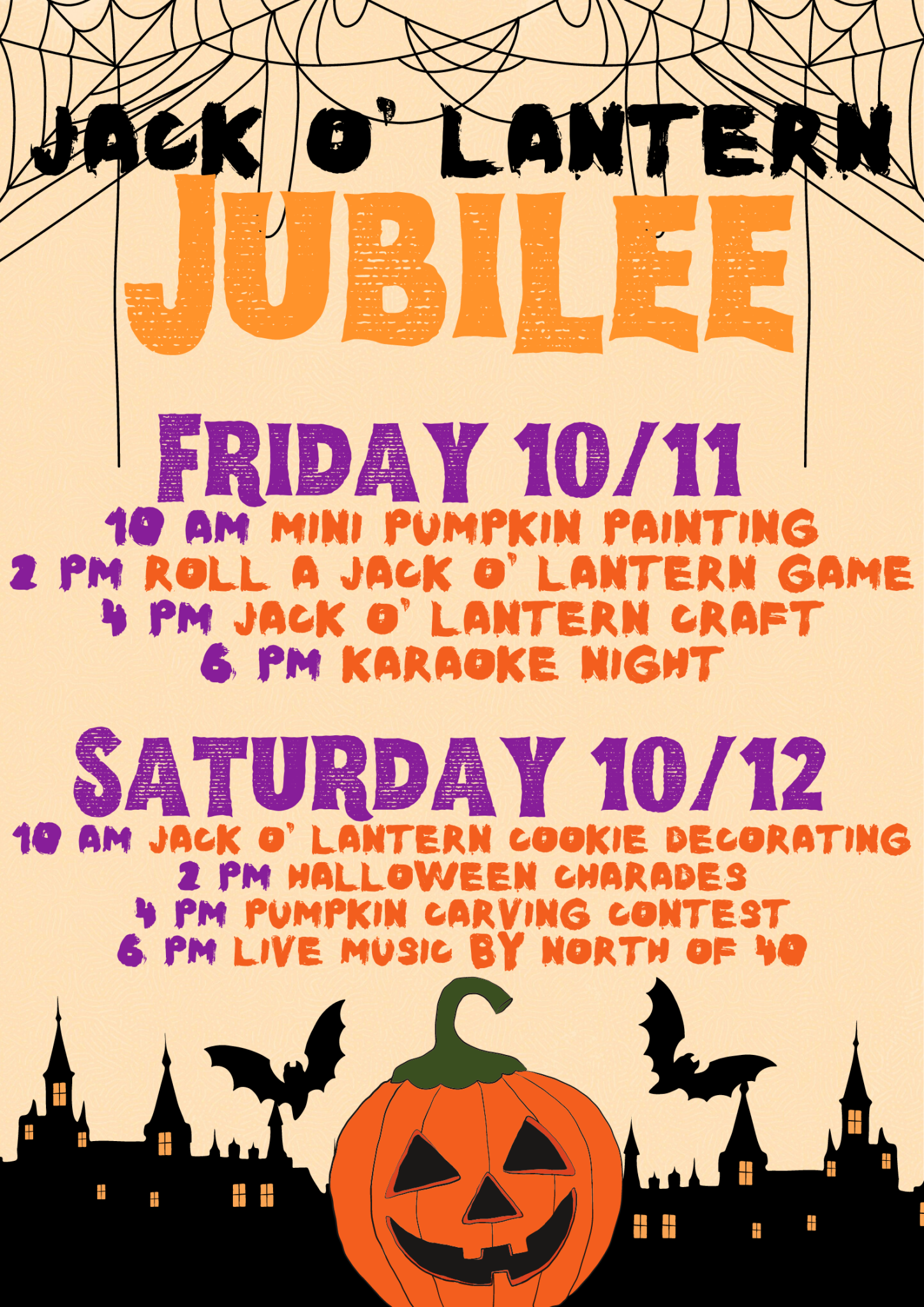 Jack o lantern jubilee schedule