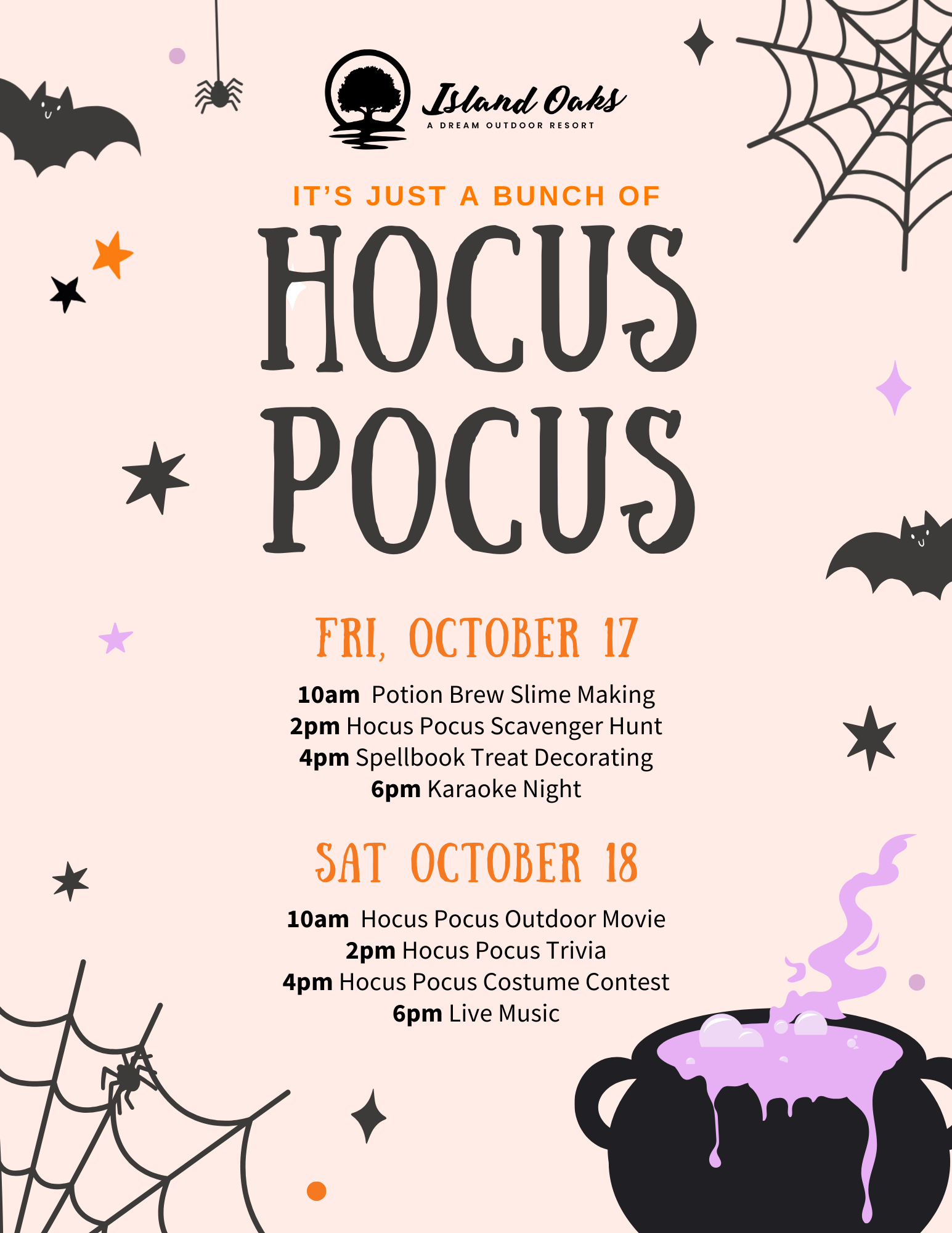 Hocus Pocus schedule