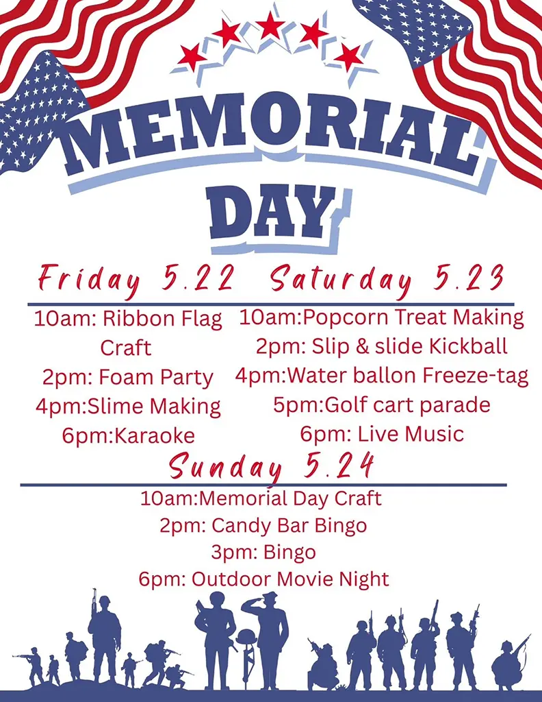 Memorial Day Weekend: May 22–24, 2026