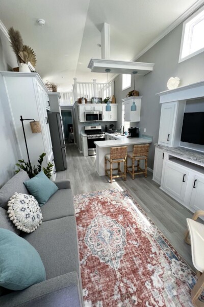 cabin 351 living room and kitchen