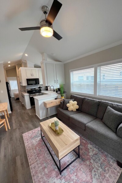 Cabin 357 living room and kitchen