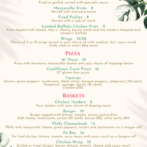 The Palms Menu pg 1
