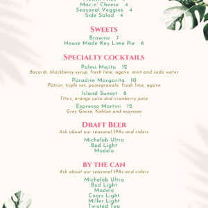 The Palms Menu pg 2
