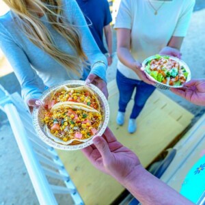 Street tacos and salad from Salsa & Sizzle food truck